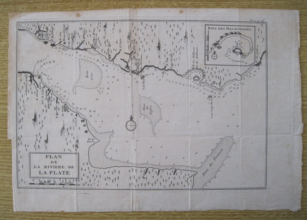Mapa del rio de la Plata (Uruguay- Argentina),1722. J.F. Bernard